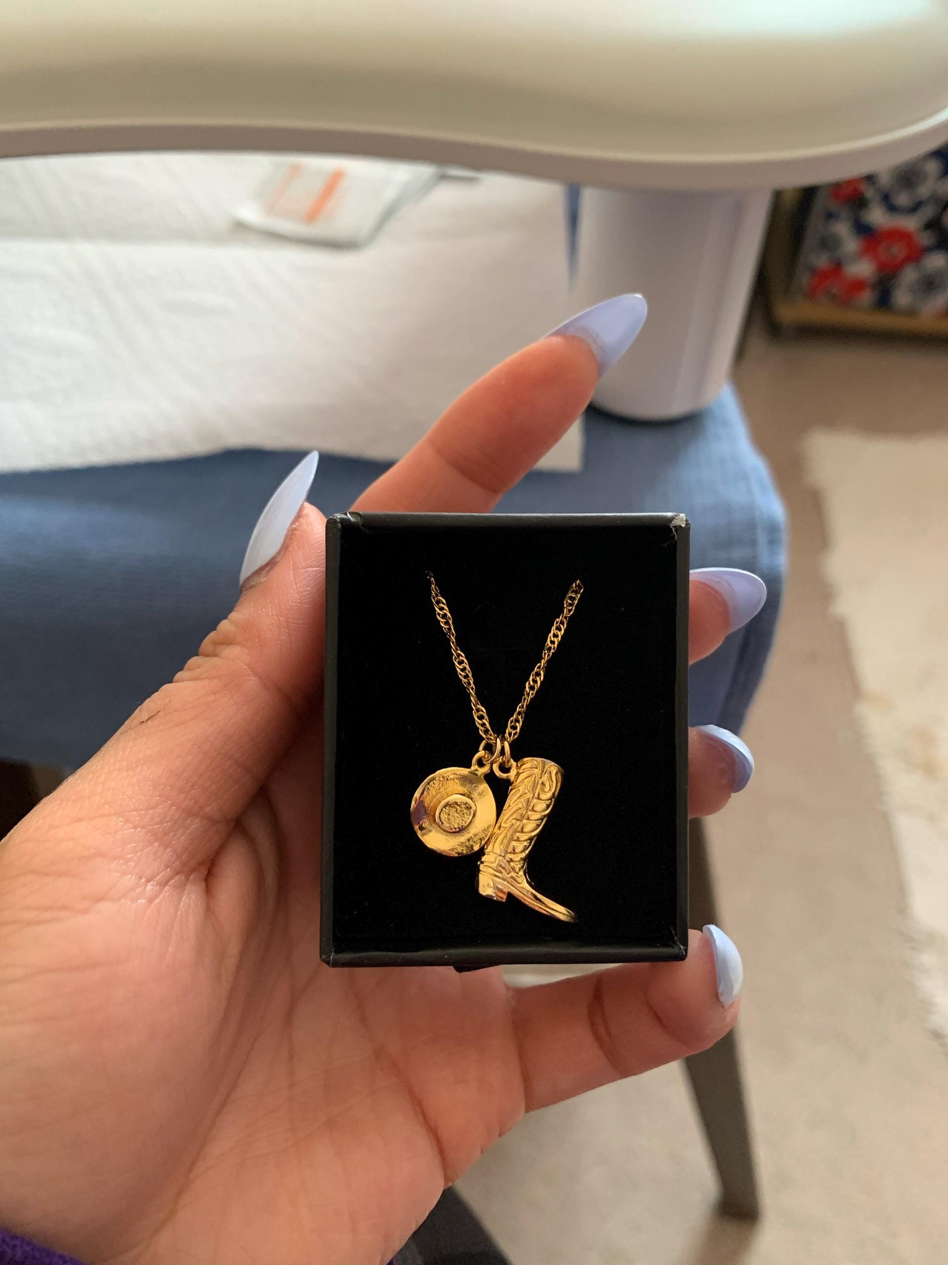 Gold Plated Cowboy Girl Necklace, Cowgirl Necklace, Western Necklace, Country Girl Necklace, Gift for her, Christmas Gift, Fun Jewelry Gift