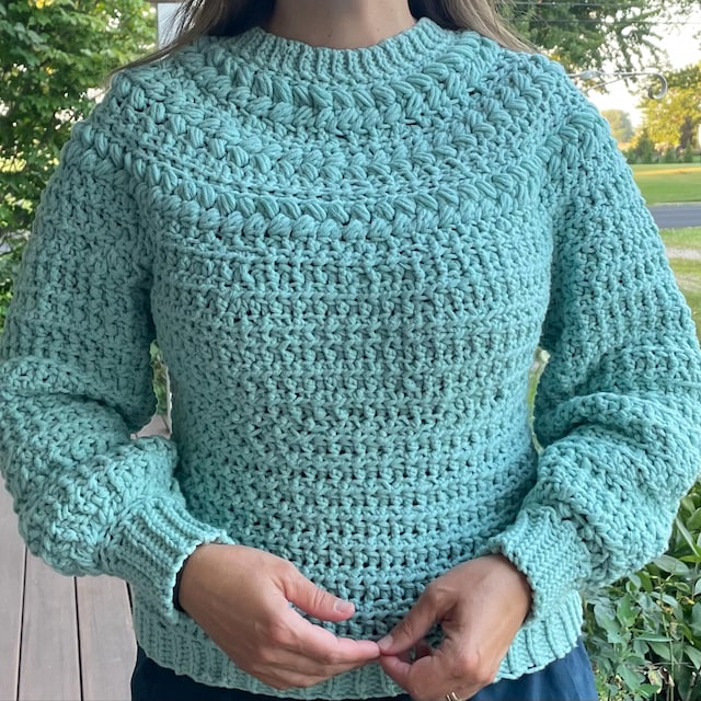 A customer's finished Macchiato Sweater