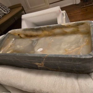 Natural Onyx Serving Bowl Translucent 10" Salad Bowl Marble Bowl Ramen Bowl Stone Dinnerware Unique onyx bowls large