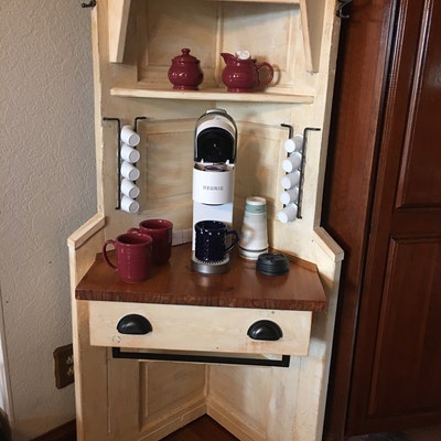 Cofffe Corner Rack Corner Coffee Station-coffee Bar From a Recycled Door W/k Cup Racks ...