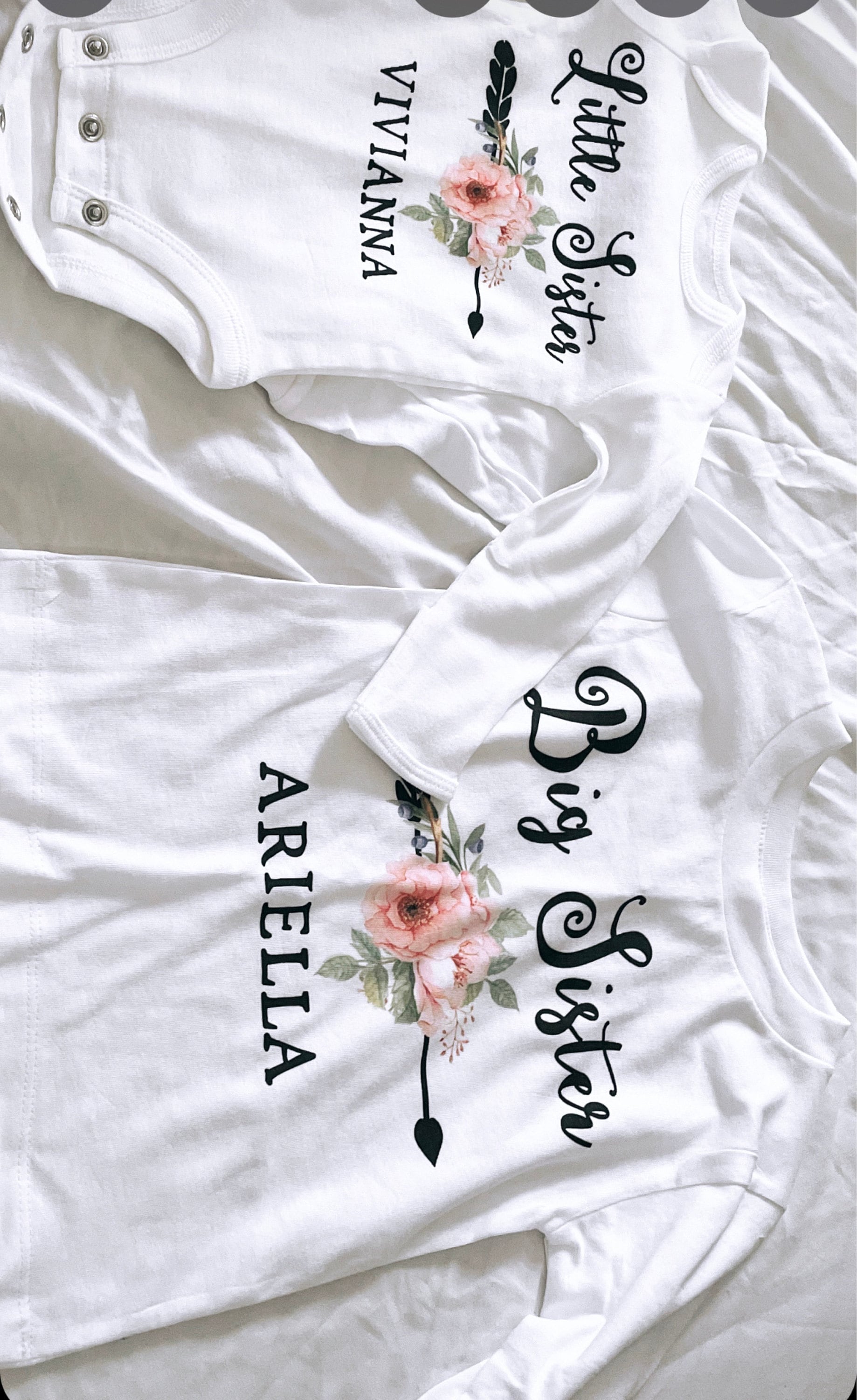 Big sister little sister set named matching sibling set big sister shirt little sister shirt personalization sibling shirts photo props top
