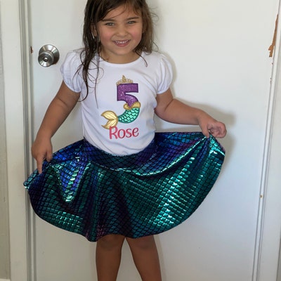Personalize Mermaid Birthday Themed Outfit/ Shirt Skirt and - Etsy