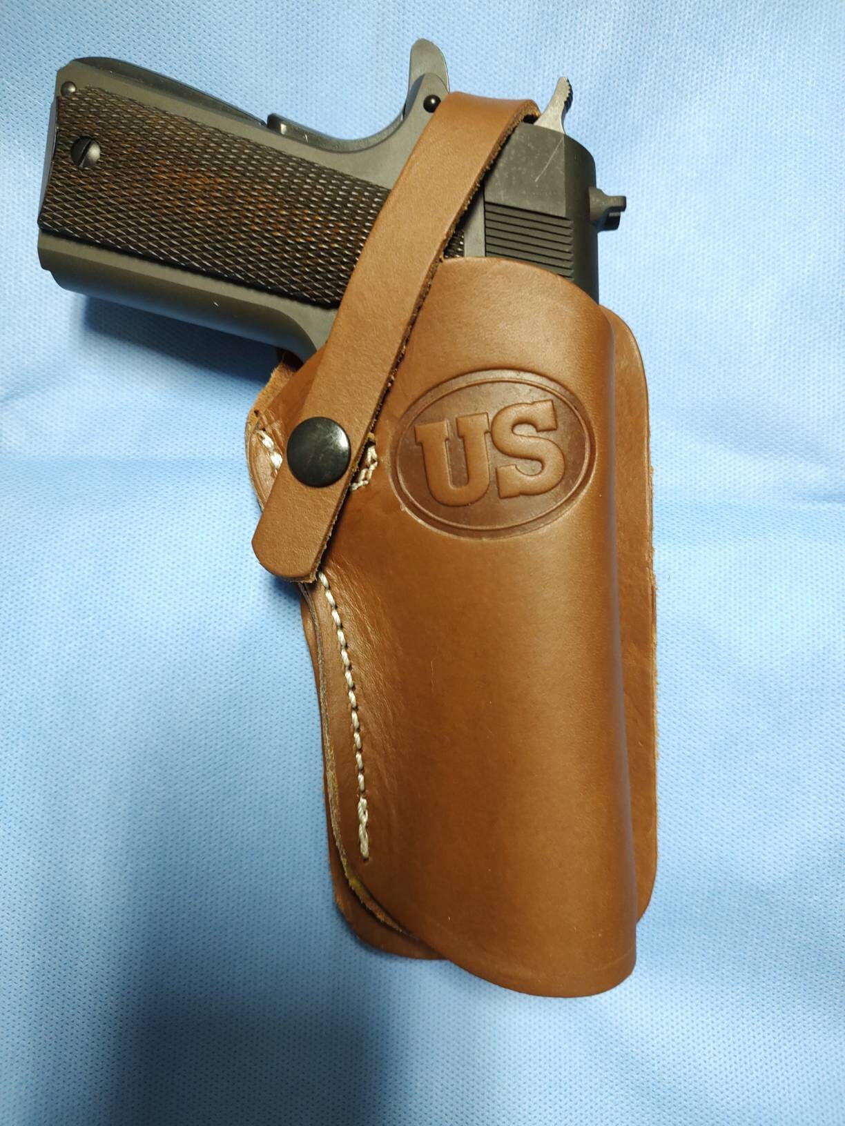 Western Leather Wild Bunch Style Holster Fits Colt Springfield Ruger RIA Remington Taurus 45 Model 1911