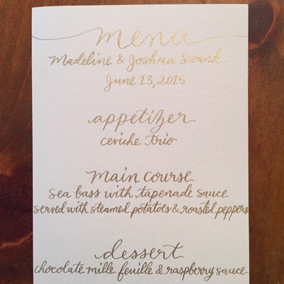 Custom Calligraphy Menu Card - Etsy