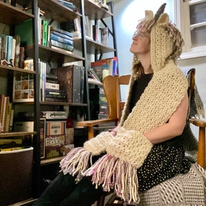 Crochet unicorn hooded scarf hotsell