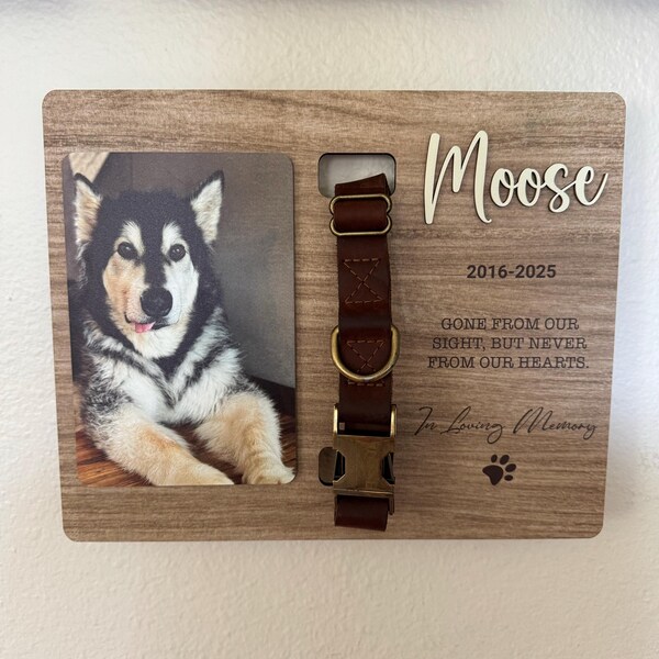 Memorial Pet Collar Sign, Dog Memorial Wood Frame With Collar Holder ...