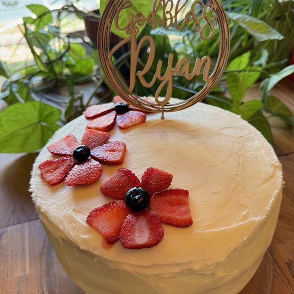 Letter Cake Topper Rustic Cake Topper Monogram Cake Topper Wooden Cake ...