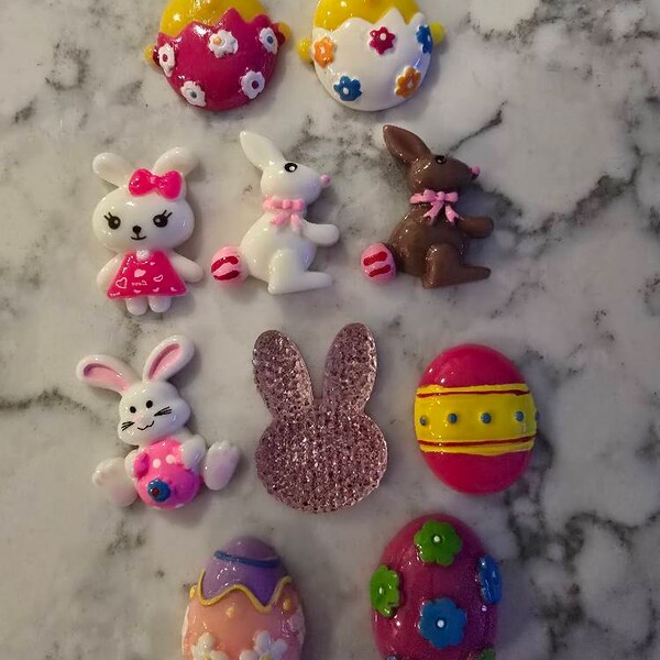 Chenkou Craft 50-Piece Easter Assorted Resin Flatback Charms - DIY Scrapbooking & Slime Decorations