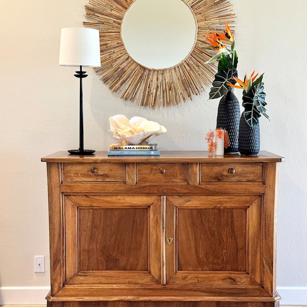 Bamboo Round Mirror, Mirror Wall Decor, Boho Mirror of Natural Wall