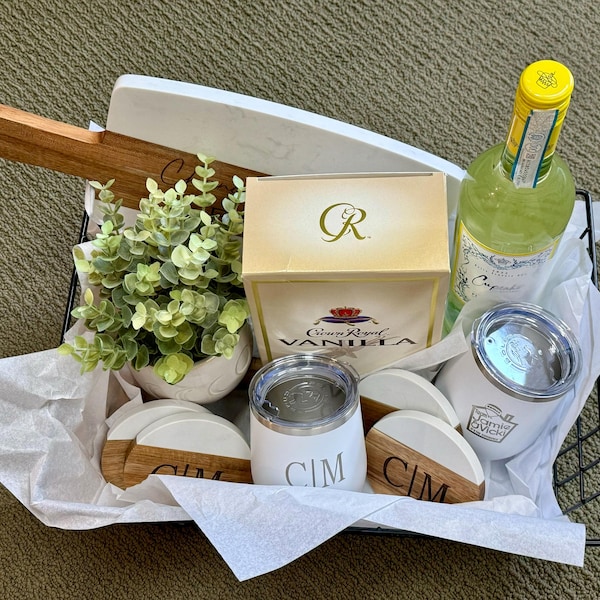 Custom Gift Basket Housewarming Gift Cutting Board First Home Gift Idea ...