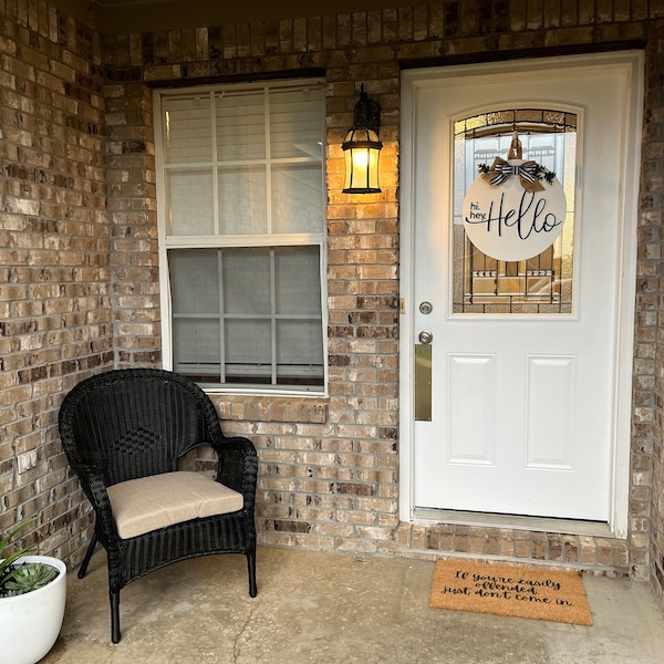 Hi Hey Hello Door Hanger | Hello Front Door Decor | Custom Door Sign ...