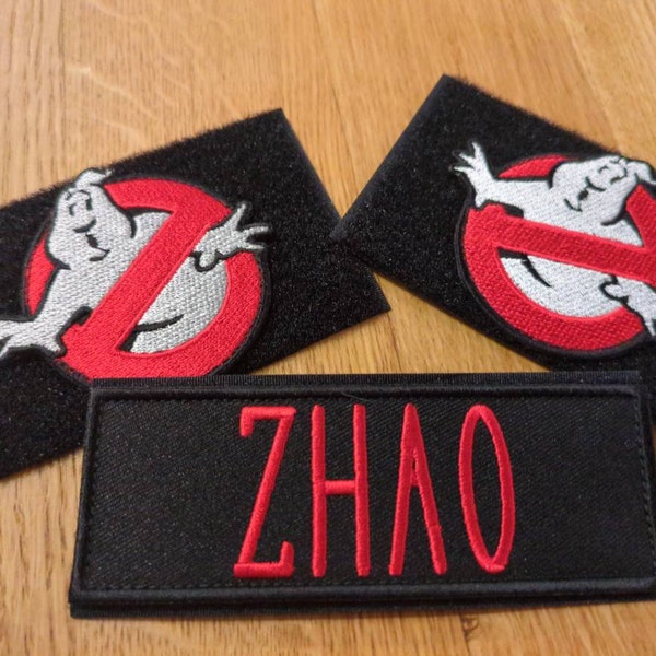 Set of Custom Ghostbusters Name Tag &amp; No Ghost Logo Iron-on Patch ...