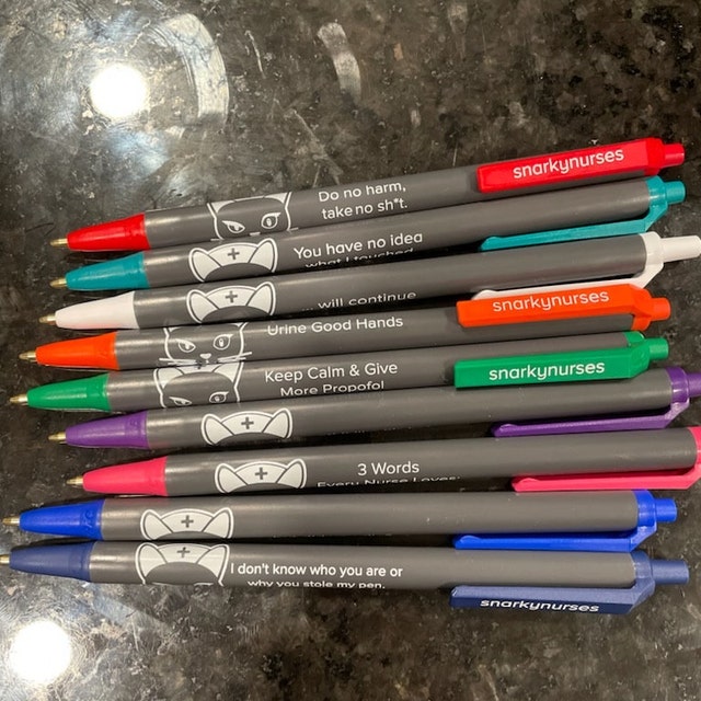 Snarky Pens Black Ink Pens for Nurses, Cnas, Nurse Practitioners