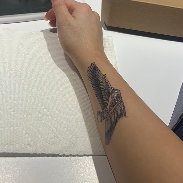 Egyptian Falcon Temporary Tattoo Bird Eagle Hawk Wings Faience Feather ...