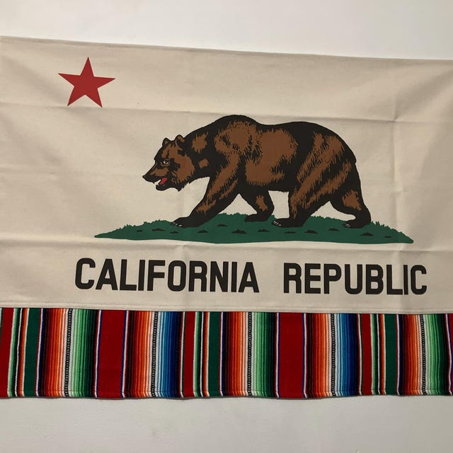 100%コットン、ナチュラルキャンバス、カリフォルニア共和国の州旗