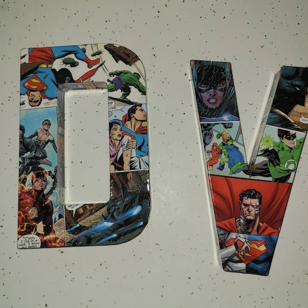 Comic Book Letters, Comic Decoupage, Handmade Collage of Mod Podge ...