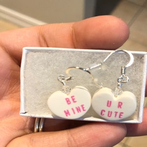 Conversation Heart Valentine Dangle Earrings You Pick Color - Etsy