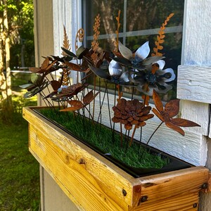 Handmade Steel Jasmine Flower Stakes: Unfinished Metal Garden Art