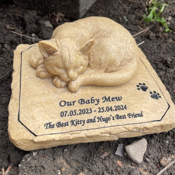 Personalized Cat Memorial Stone, Pet Loss Sympathy Poem Garden Marker ...