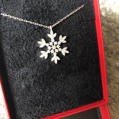 Silver Snowflake Necklace, Silver Christmas Gift, Winter Necklace ...