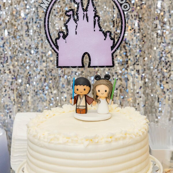 Custom Bride & Groom Wedding Cake Topper, Curly Bun Bride and Buzz Cut ...