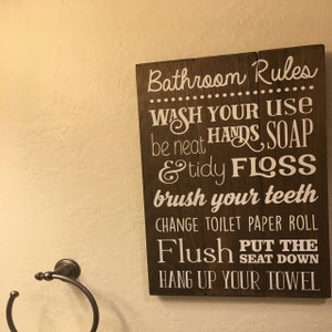 Bathroom Rules Sign Bathroom Rules Sign Rustic Kids Bathroom | Etsy