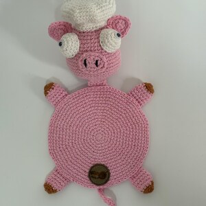 Funny Splat Pig Crochet Coaster Pattern, Amigurumi Pig Placemat