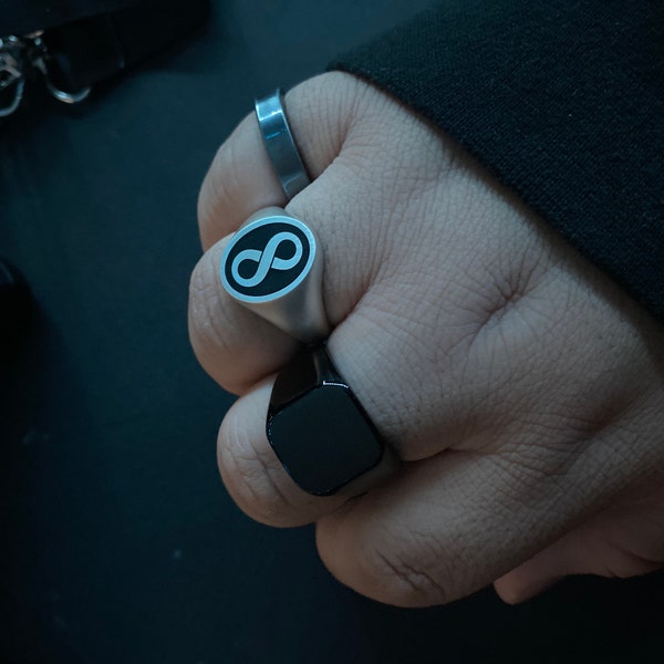 Infinity Signet Ring Custom Made 8 Ring, Infinity Men Ring, Sterling Silver Man, Oval Signet ...