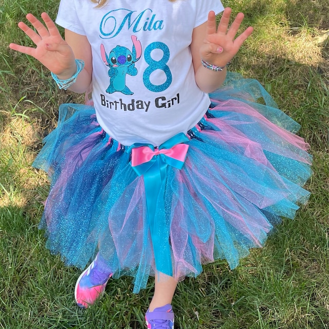 lilo and stitch birthday dress Stitch Birthday Outfit Girl, Personalized 6th Tutu Set, Custom Name Shirt,  Toddler Dress