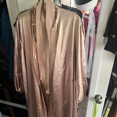 Navy Blue Boudoir Robe Long Satin Kimono Robe Floor Length Bride Robe ...