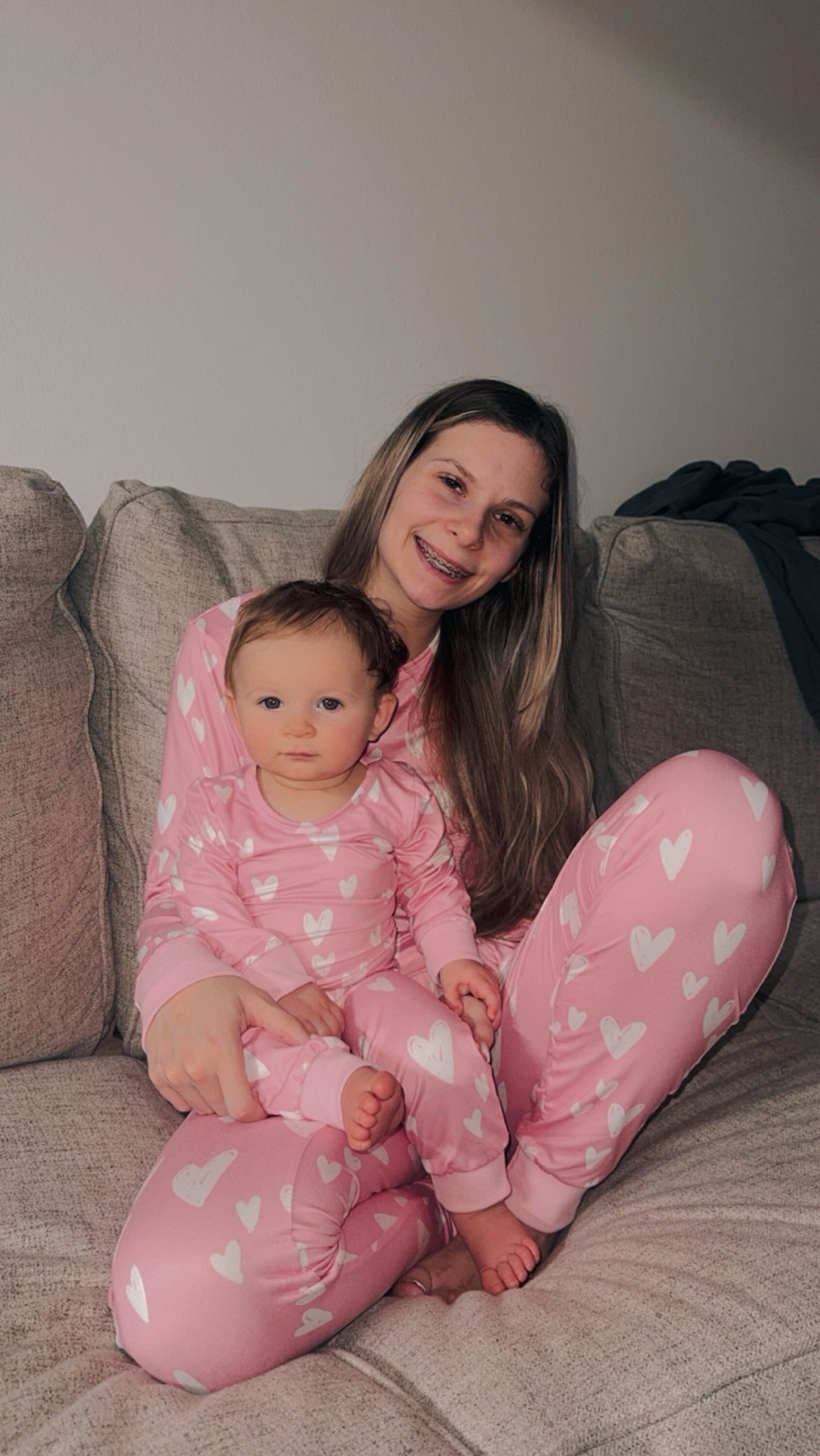 Mommy and Me Valentine, Valentine&#39;s pajamas, mommy and me pajamas, matching outfits, matching pajamas, valentines day, pink pajamas, mama