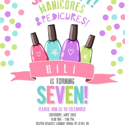 Editable Spa Birthday Invitation Manicures Pedicure Nail Salon Party ...