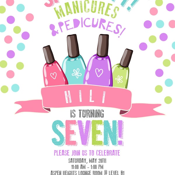Editable Spa Birthday Invitation Manicures Pedicure Nail Salon Party ...