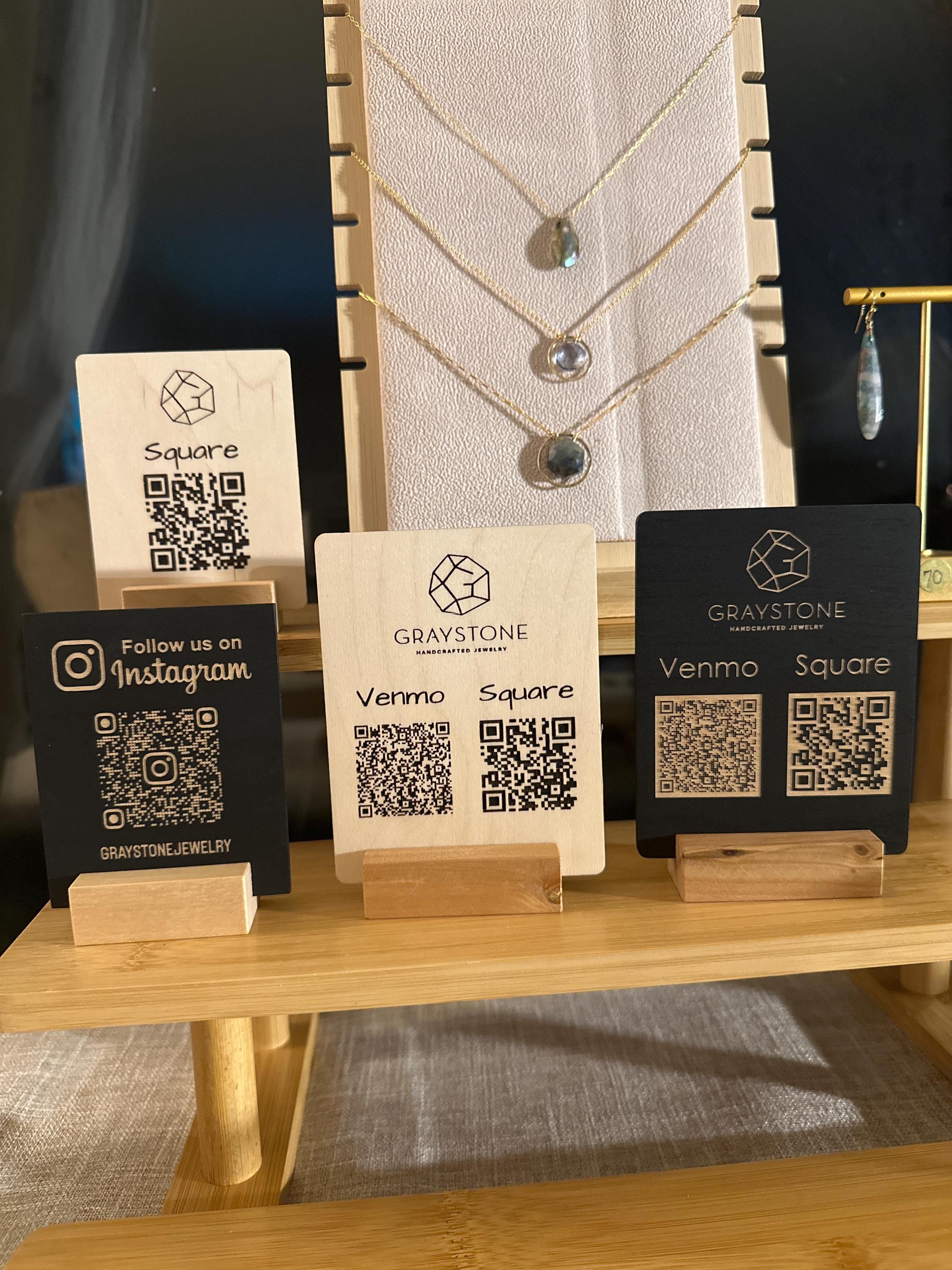 Custom Engraved Wooden QR Code Menu Sign for Cafe & Bar