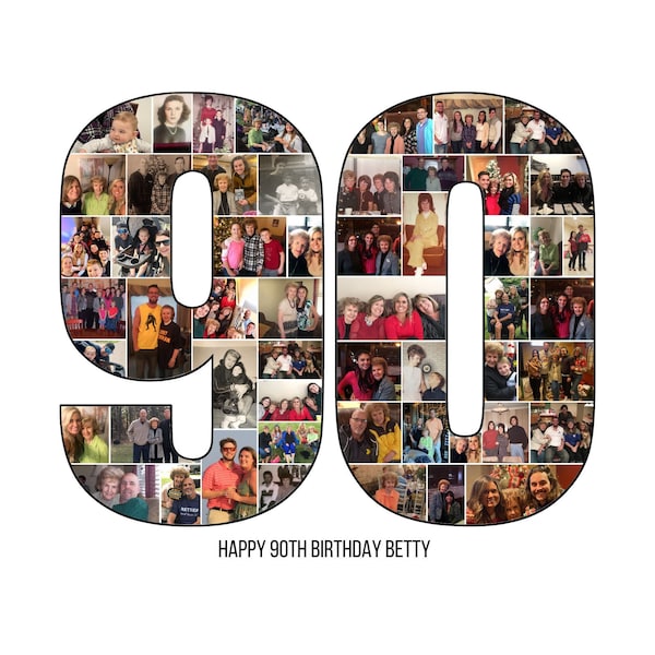 Custom 90th Photo Collage Template Personalized 90 Birthday Gift for ...