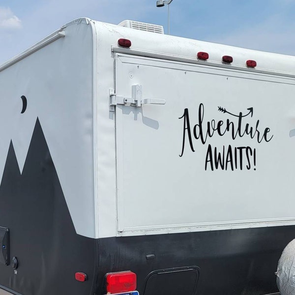 Compass Rv Decal With Mountains - Adventure Awaits Camper Decor Vinyl ...