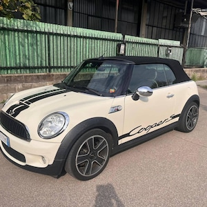 Autocollants Rayures Latérales Pour Mini Cooper - Vinyle Haute Durabilité, Blanc | Style Sport, Compatible 2007+