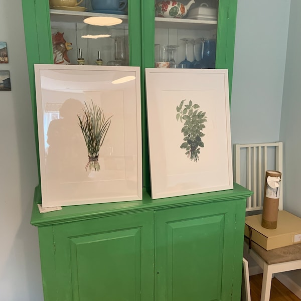 Herbs Bundle Thyme Basil Chive Set 3 Herb Art Prints Green Kitchen Wall ...
