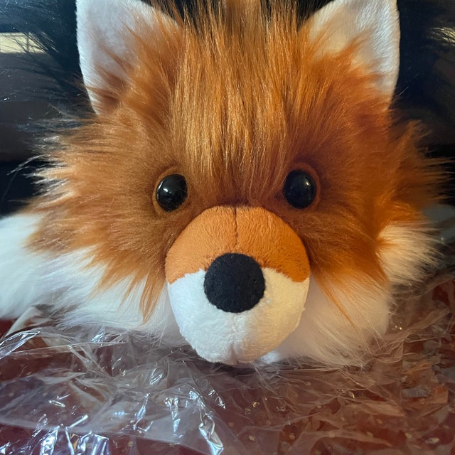 Poppy Red Fox Stuffed Animal Cute Fox Plush Toy Kawaii Plushie Holiday Gift  Fluffy Faux Fur Toy Large Red Fox Softie 6x10 Inches 