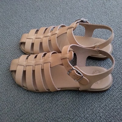 Gladiator Leather Sandals With Soft Padded Insoles in Natural Leather ...