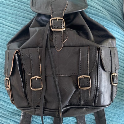 Leather Backpack Leather Shoulder Bag Drawstring Bag - Etsy