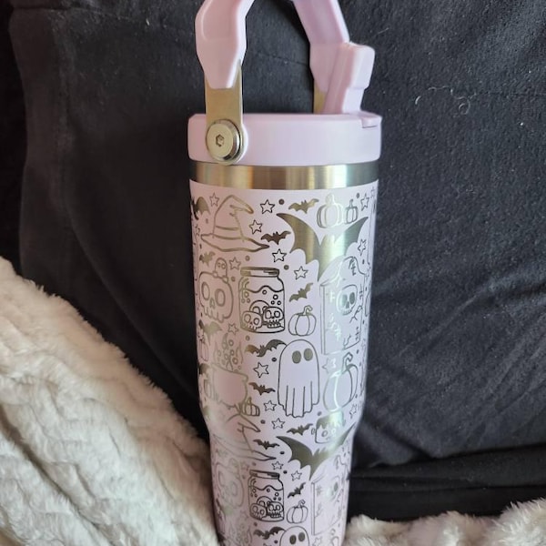 40oz Engraved Tumbler With Handle and Straw | Cup Holder Friendly ...