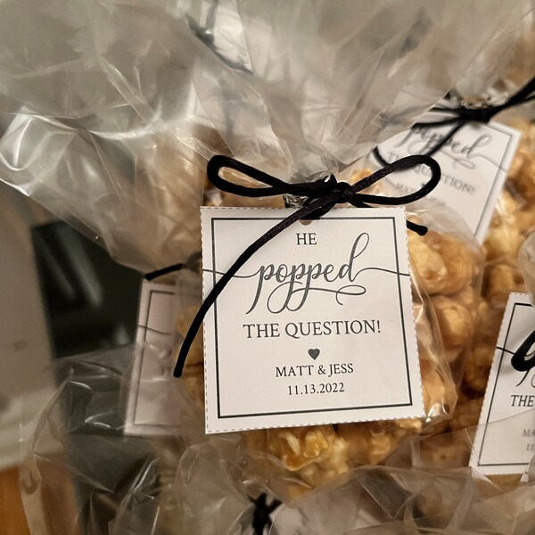 Editable PDF, He Popped the Question Engagement Party Favor Tag, Bridal ...