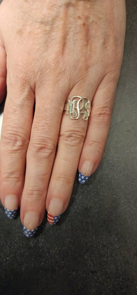 Monogram Ring - Personalized Monogram Ring - Sterling Silver Name Ring - Monogram Ring - Mother Gift - Christmas Gifts