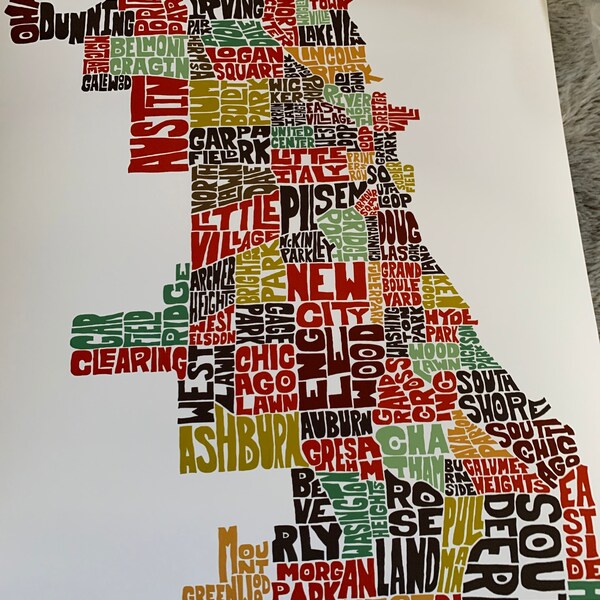 Chicago Neighborhood Map Art Print, Signed Print of My Original Hand ...