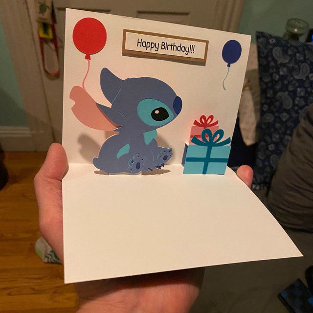 Carte pop-up Lilo et Stitch Joyeux anniversaire, carte pop-up
