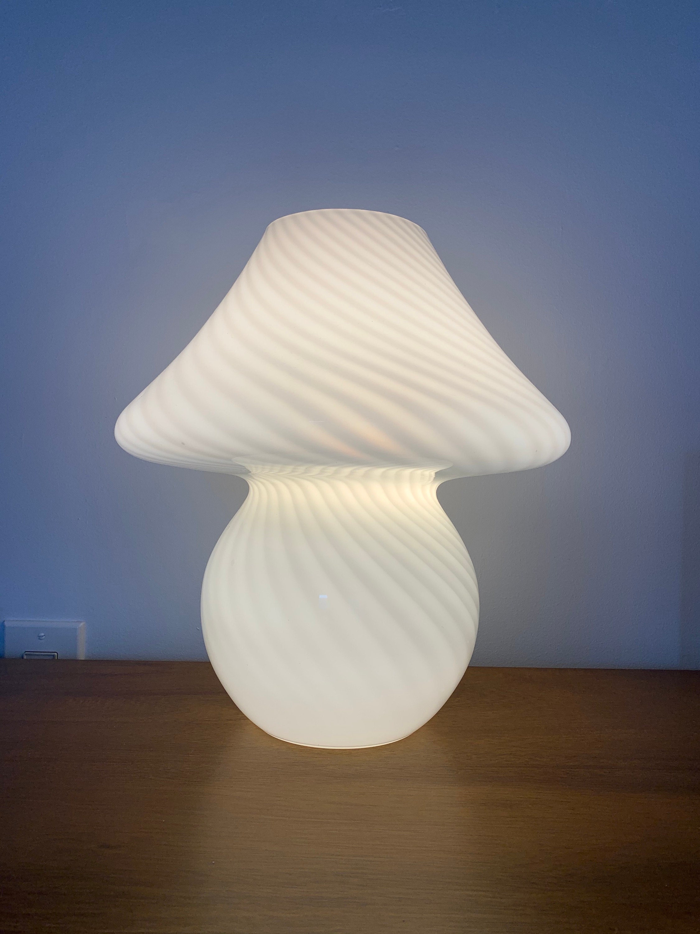 Murano Mushroom Lamp, Murano Mushroom Glass Lamp, Murano Swirl Mushroom