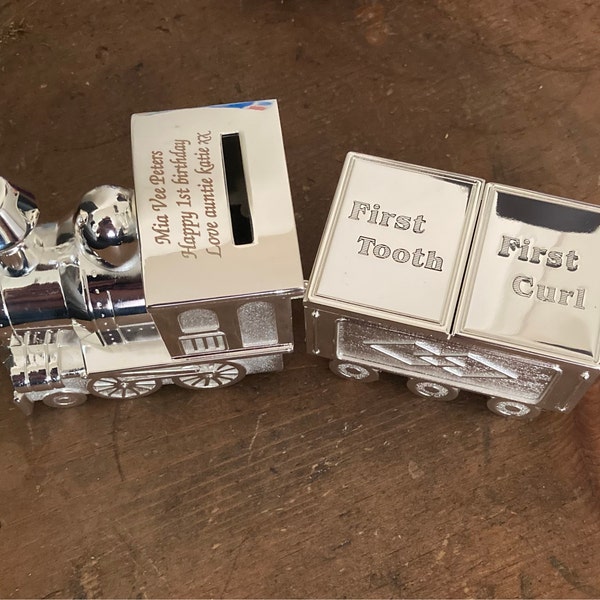 Personalised Train Money Box With Tooth & Curl Trinket Box Gifts Ideas ...