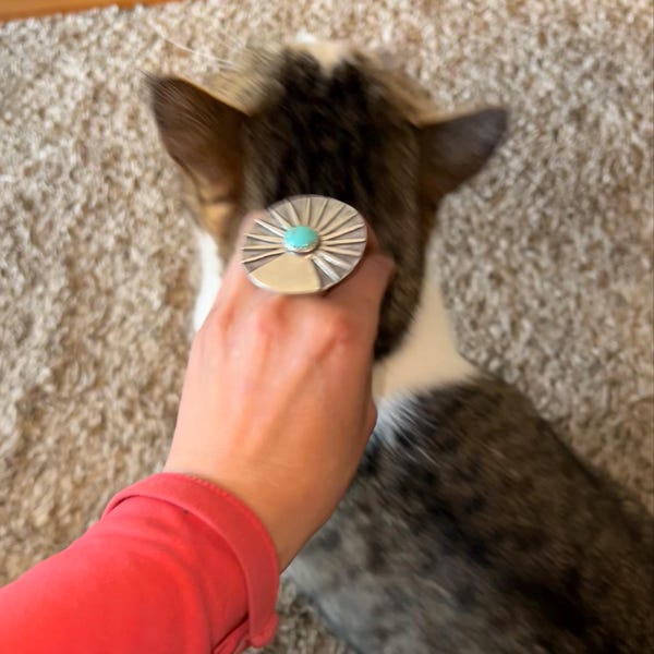 •GASPEITE - NAAKI• Navajo silver ring (size 10)