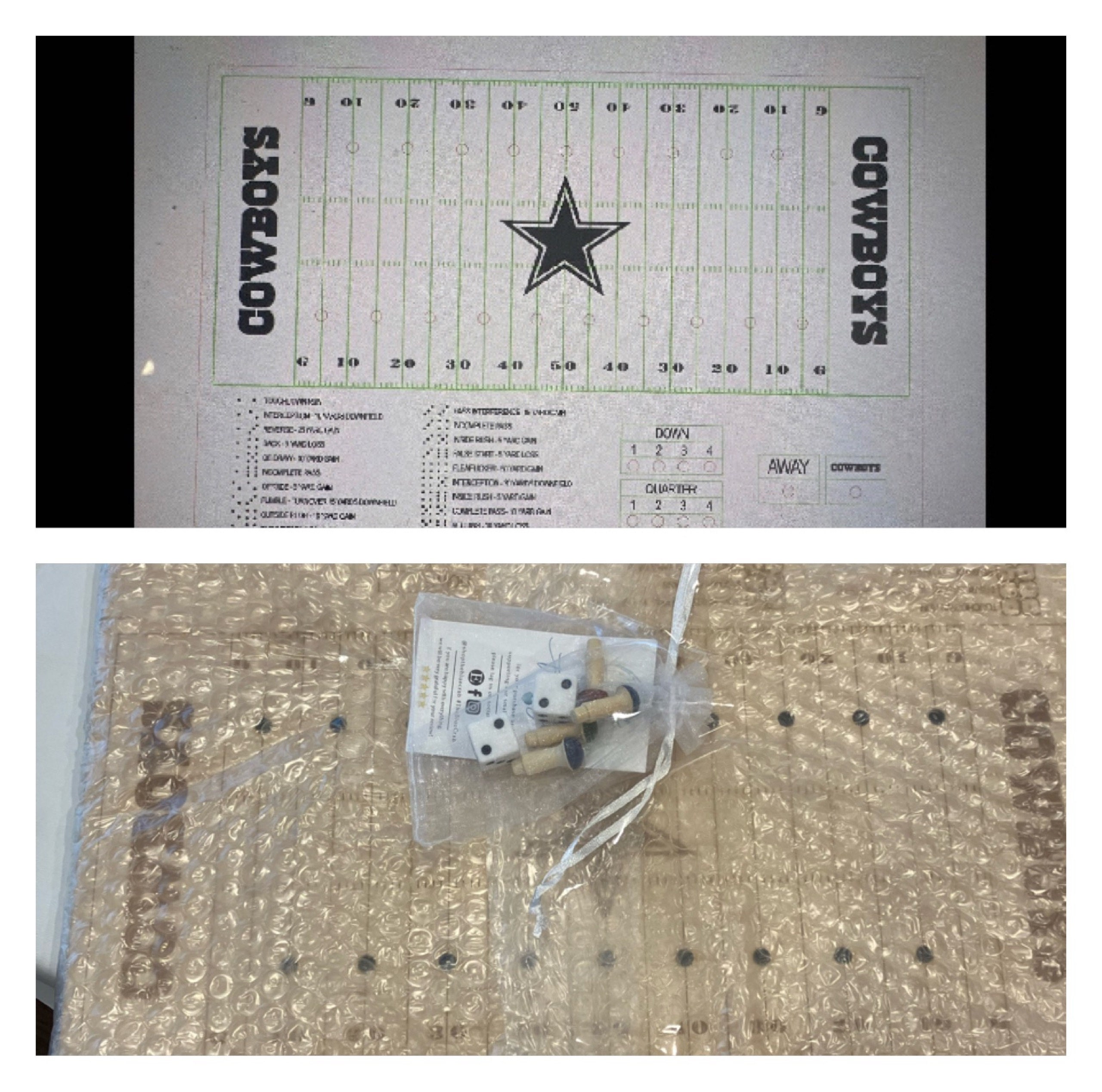 Custom Football Board Game Dice and Pegs Football Game Day Board Game Sports Board Game Family Game Night Football Dice Game Board for Kids